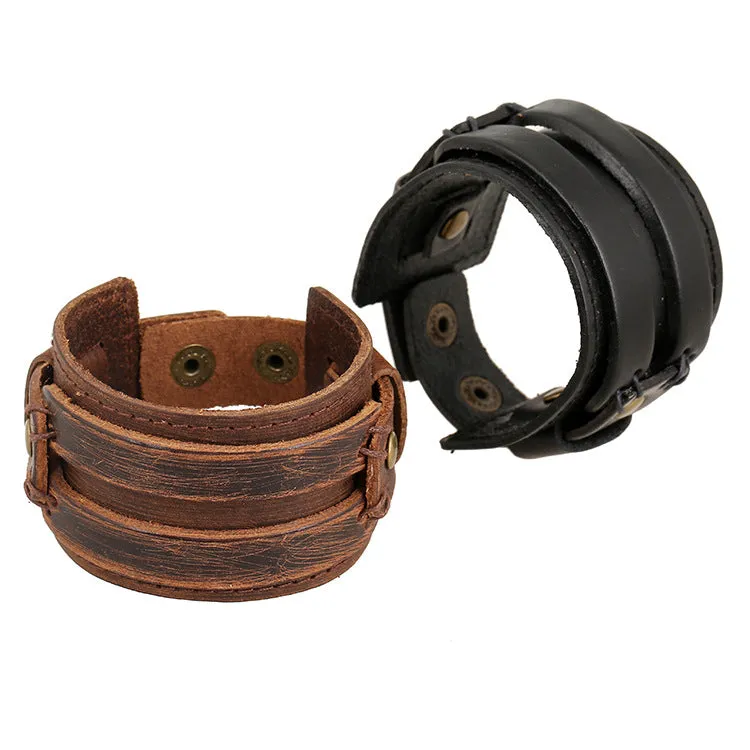Accessories Vintage Punk Style Cattle Leather Bracelet Simple Multi-Layer Ornament European and American Leather Bracelet