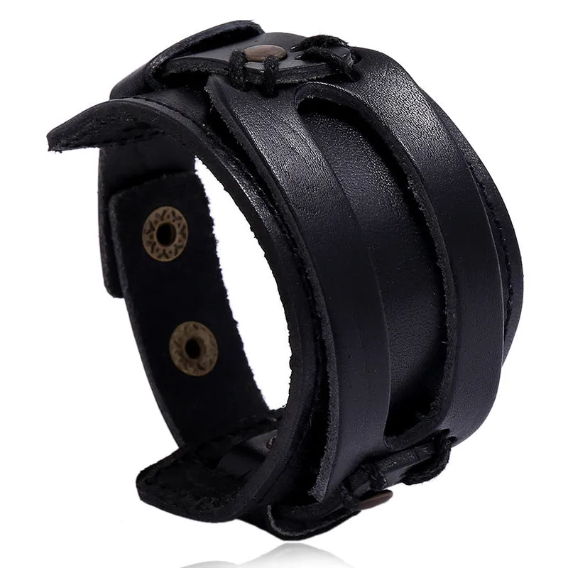 Accessories Vintage Punk Style Cattle Leather Bracelet Simple Multi-Layer Ornament European and American Leather Bracelet