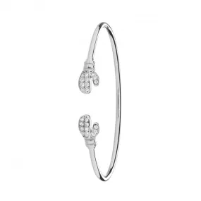 Acotis Silver Bangle Maidens Boxing Glove Zirconia Torc G4034CZM