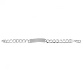 Acotis Silver Id Bracelet Men's Flat Open Curb G2457