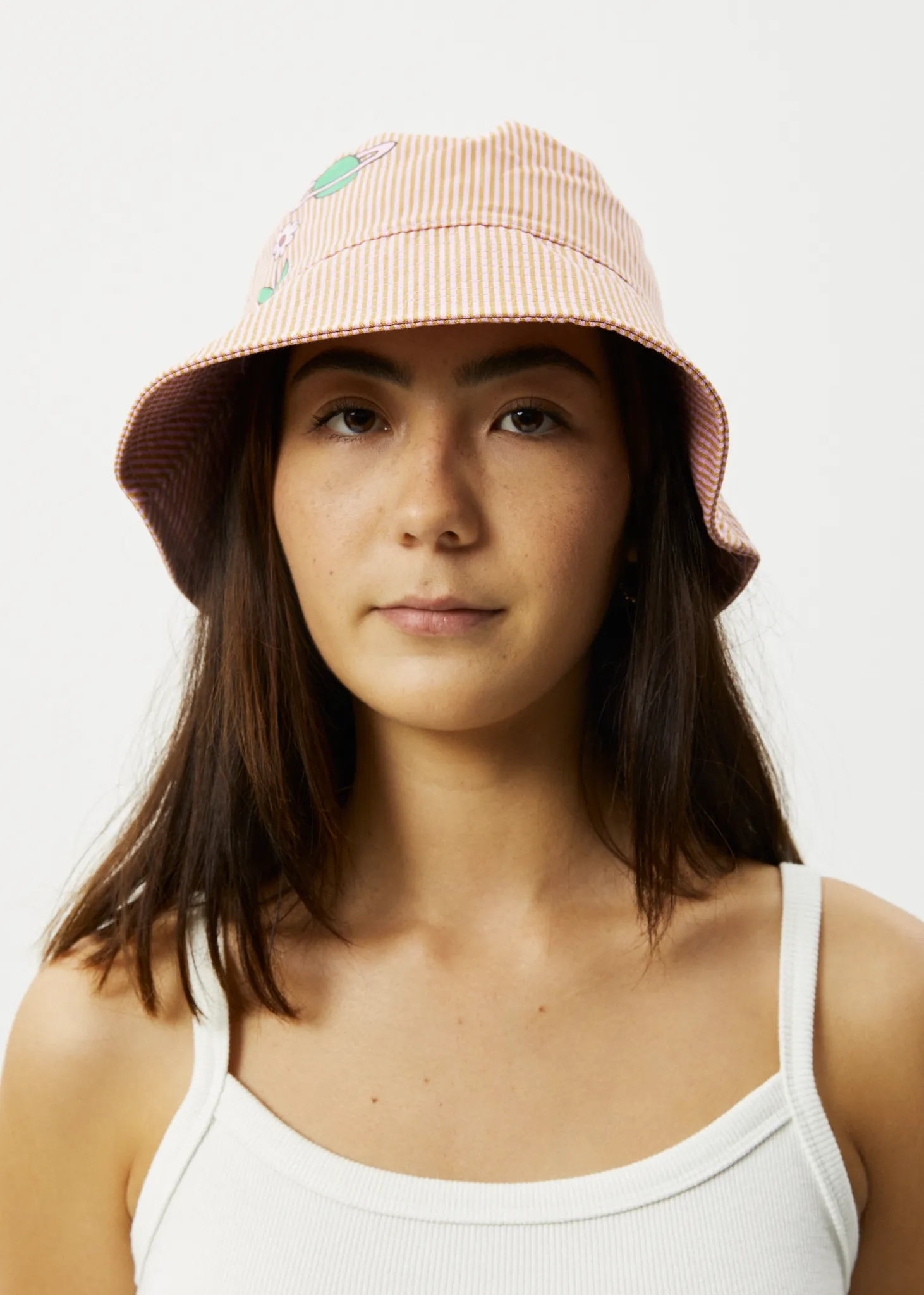 AFENDS Unisex Night Shade - Bucket Hat - Mustard Stripe