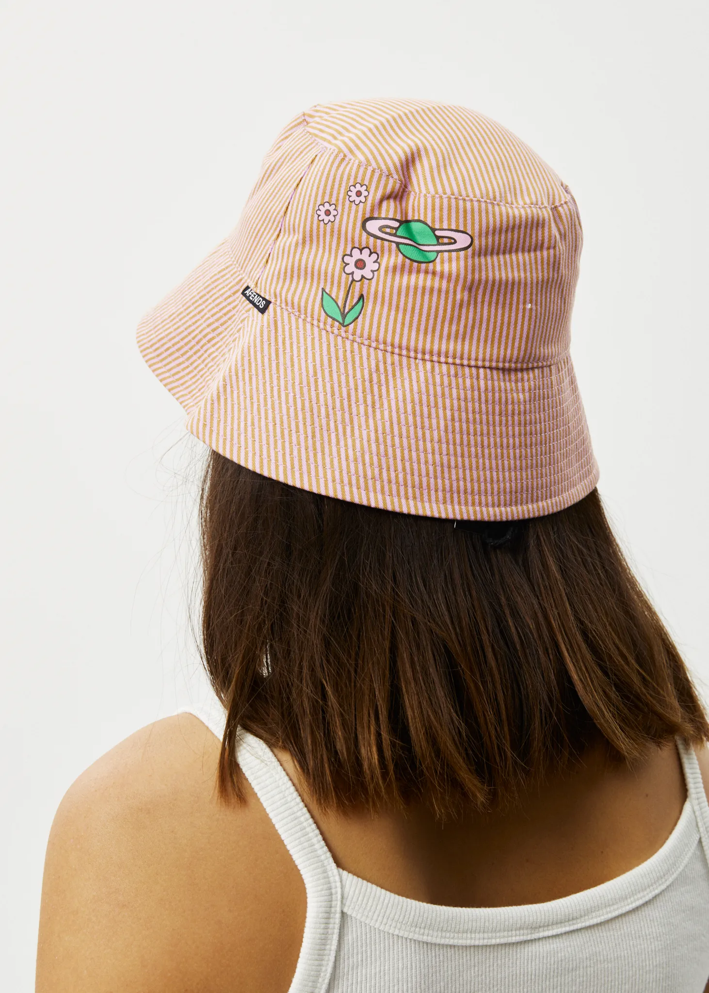 AFENDS Unisex Night Shade - Bucket Hat - Mustard Stripe