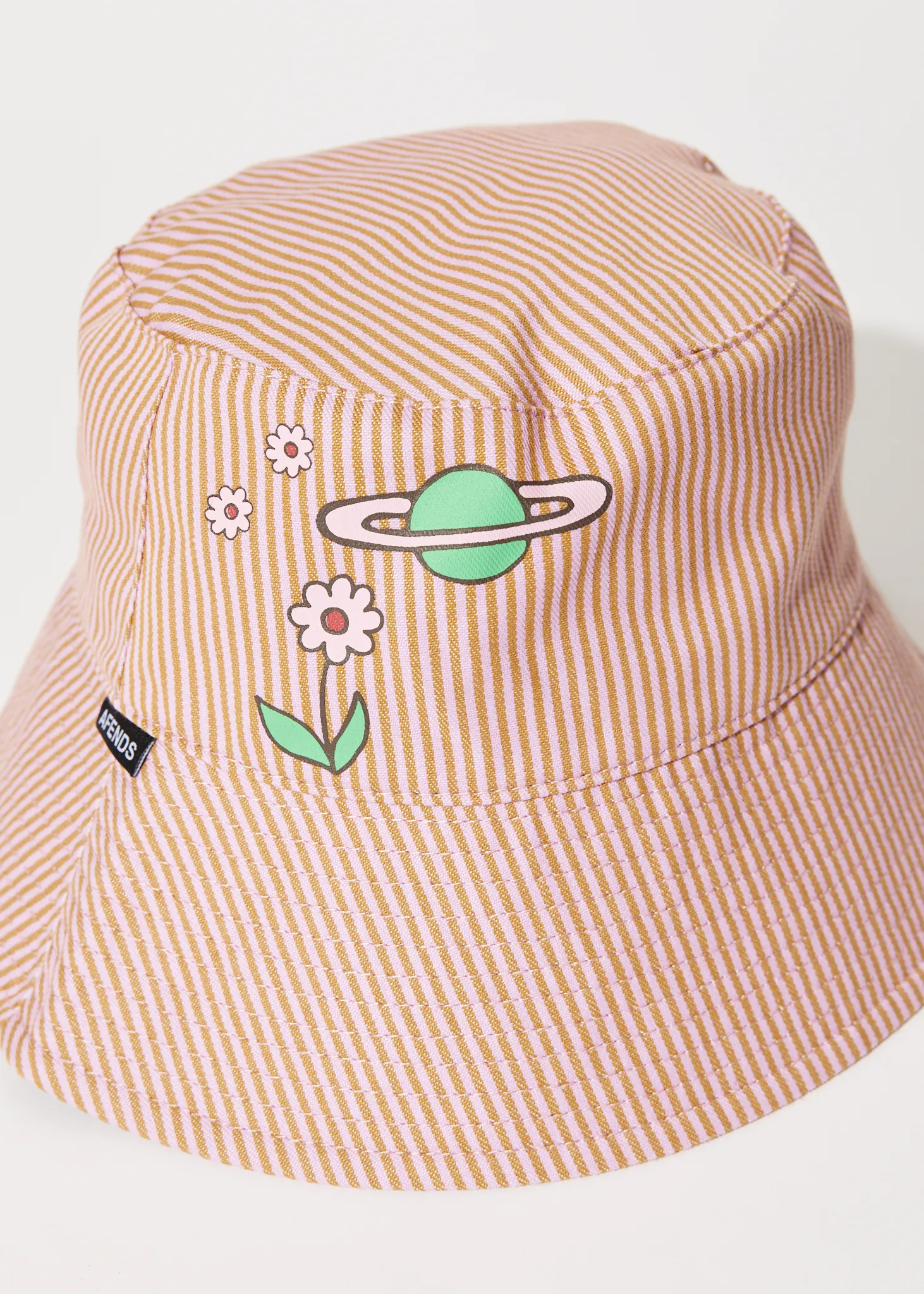 AFENDS Unisex Night Shade - Bucket Hat - Mustard Stripe