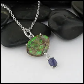 Ammolite & Iolite Pendant