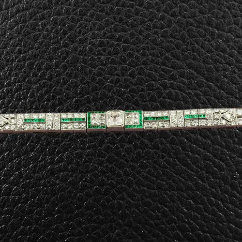 Art Deco Emerald & Diamond Bracelet