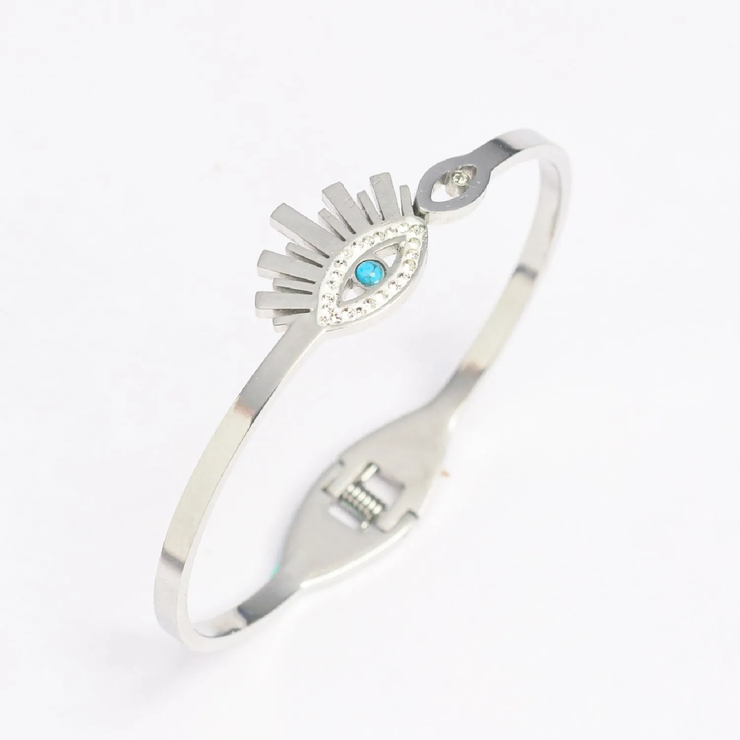 Artklim Silver Plated Evil Eye Bangle Bracelet