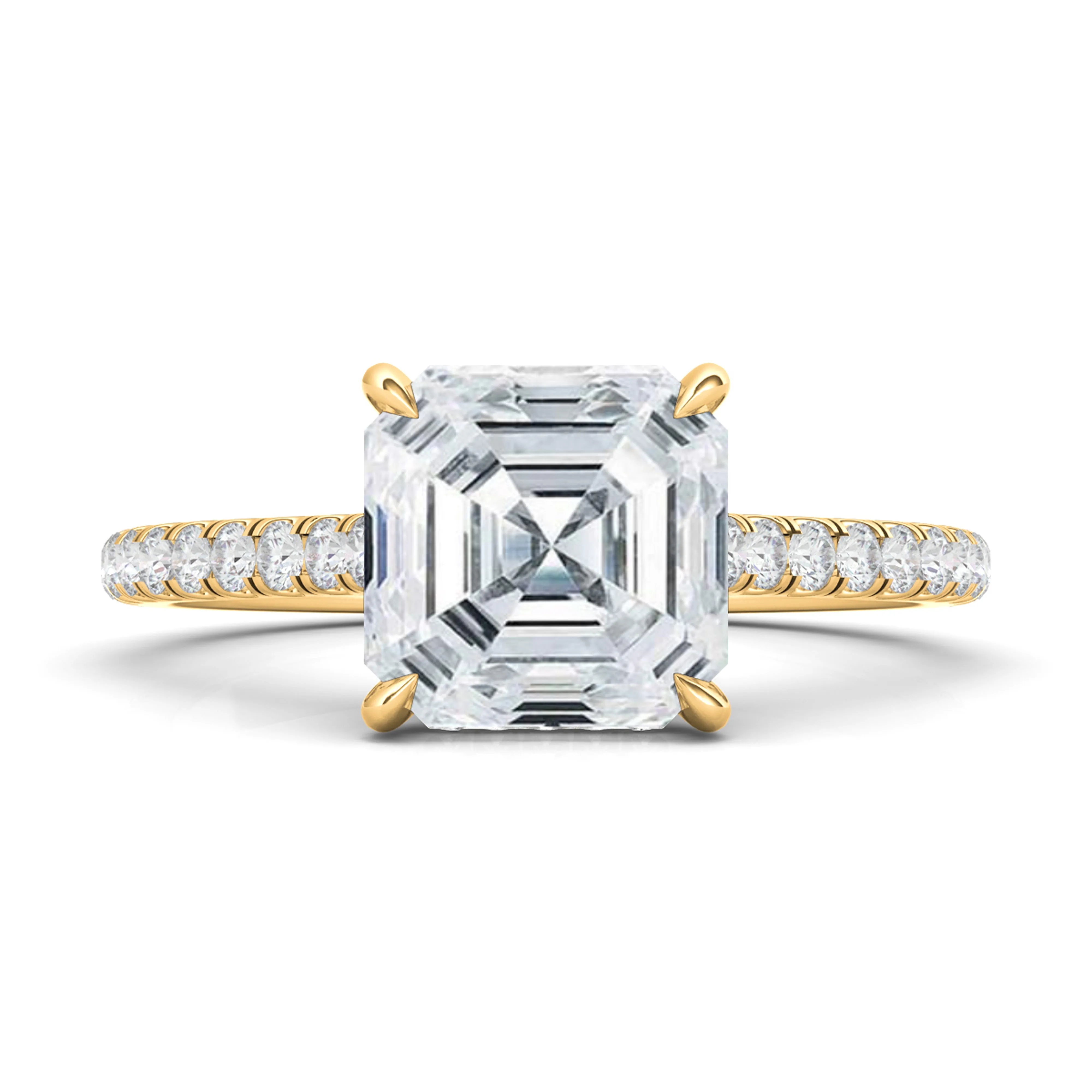 Asscher Cut Diamond Ring With Pave Diamonds