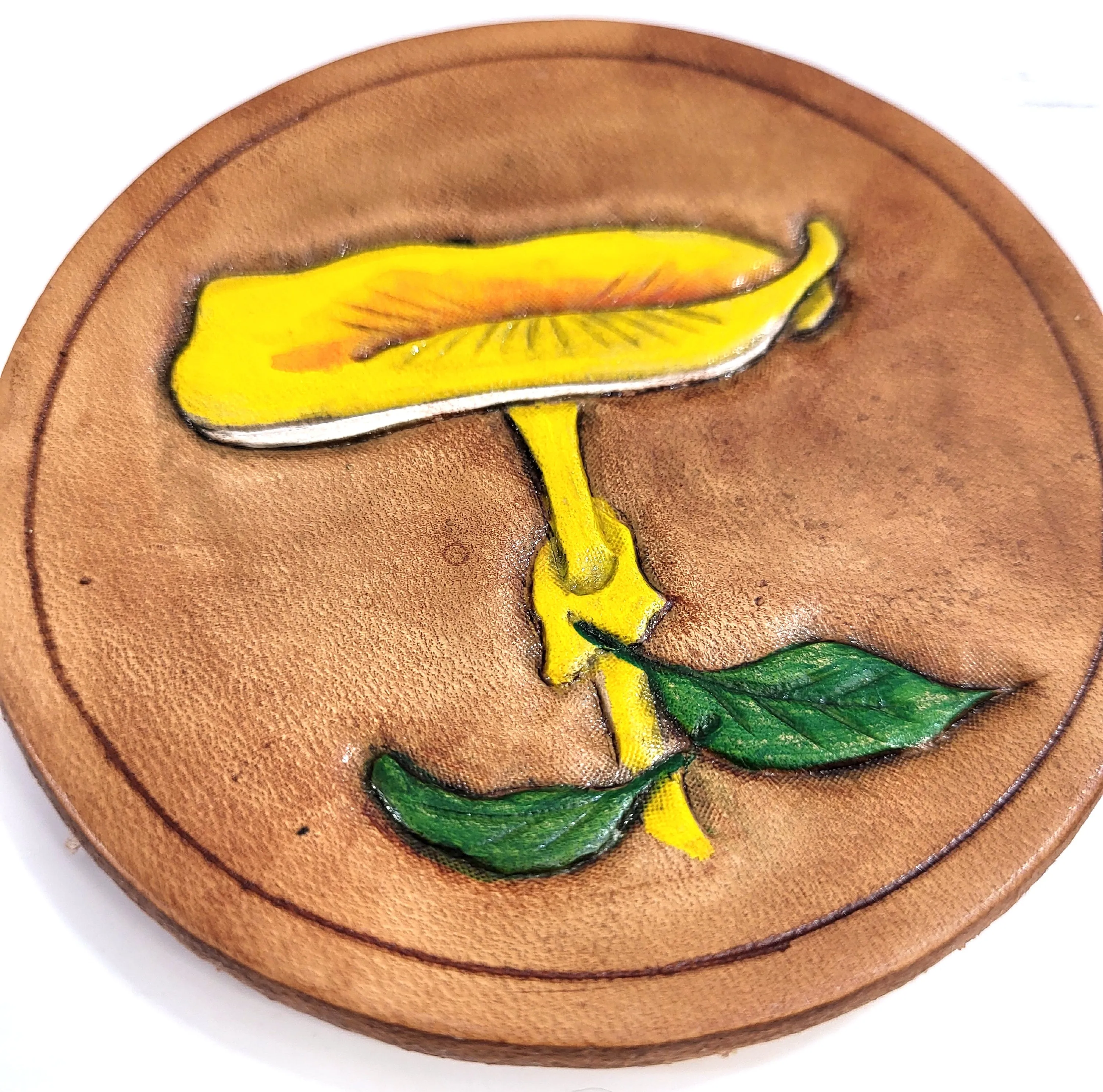 Assorted Mushroom Leather Art Rounds
