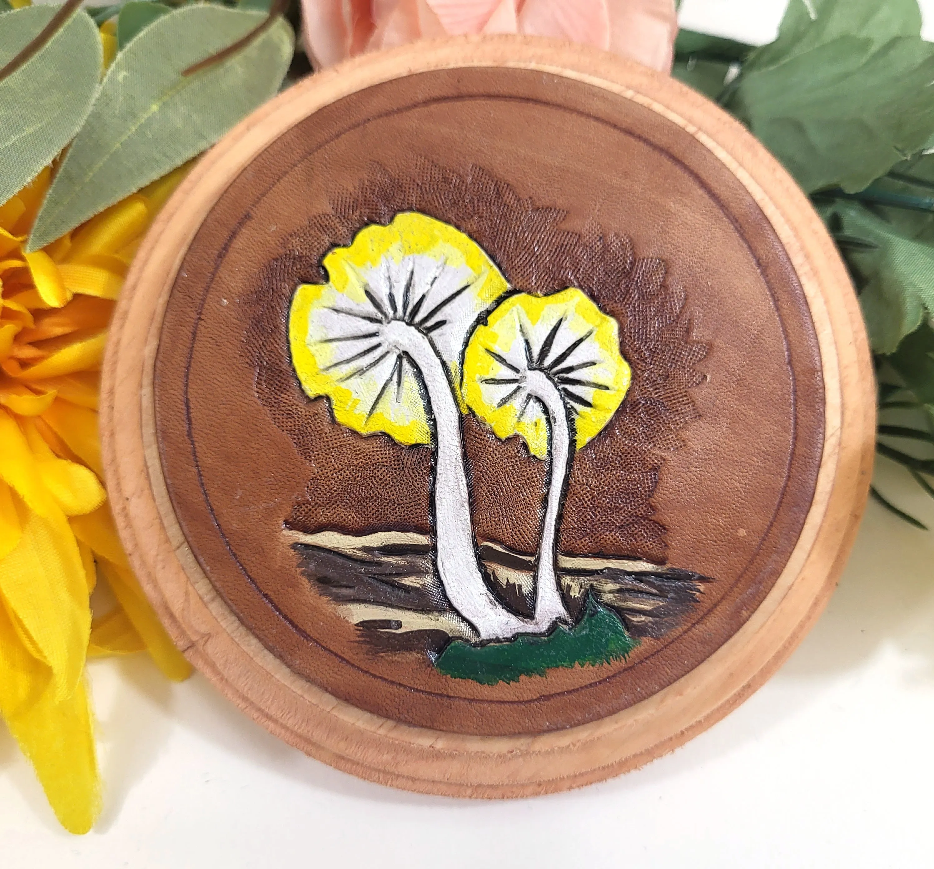 Assorted Mushroom Leather Art Rounds
