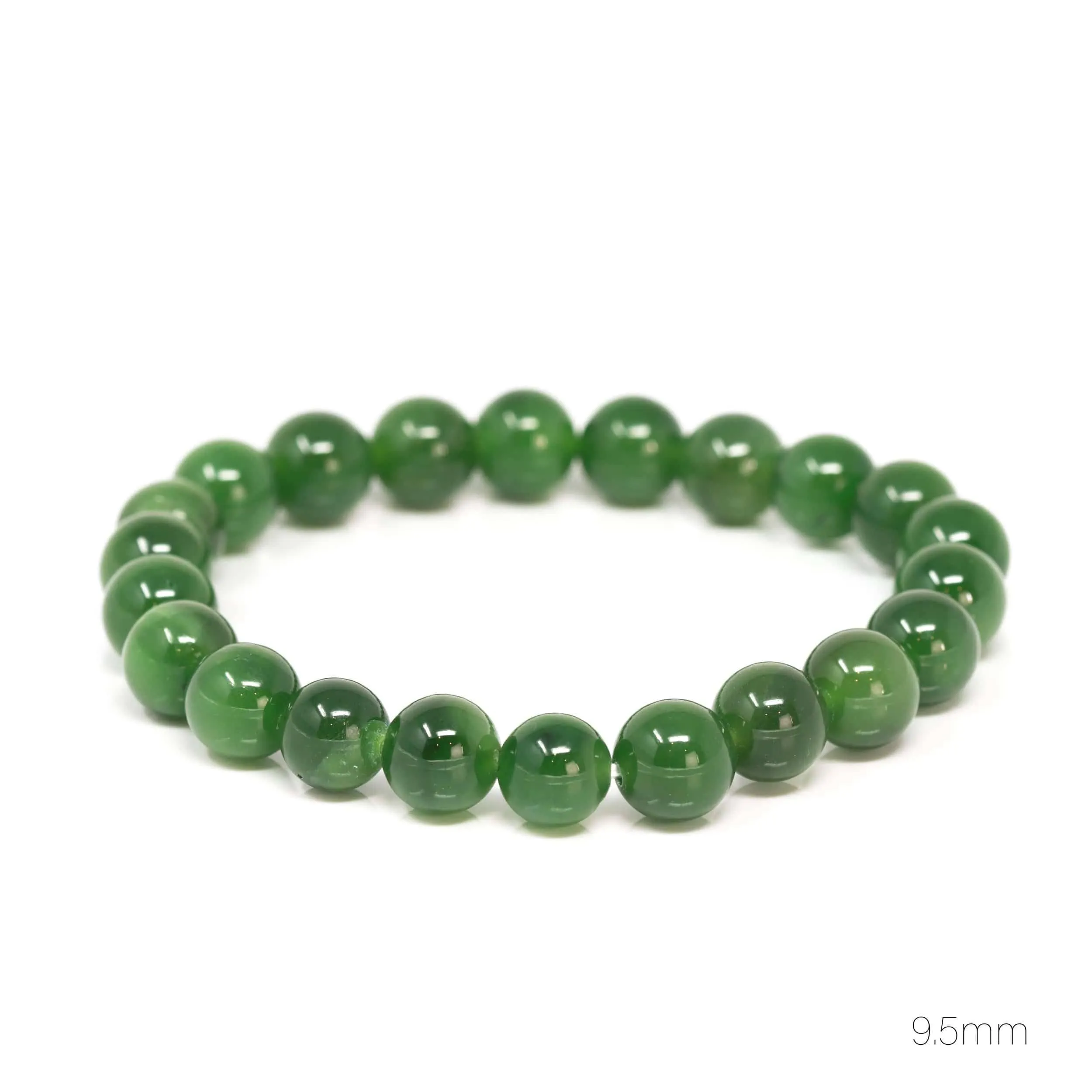 Baikalla Genuine Green Nephrite Jade Round Beads Bracelet ( 8mm )