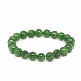 Baikalla Genuine Green Nephrite Jade Round Beads Bracelet ( 8mm )