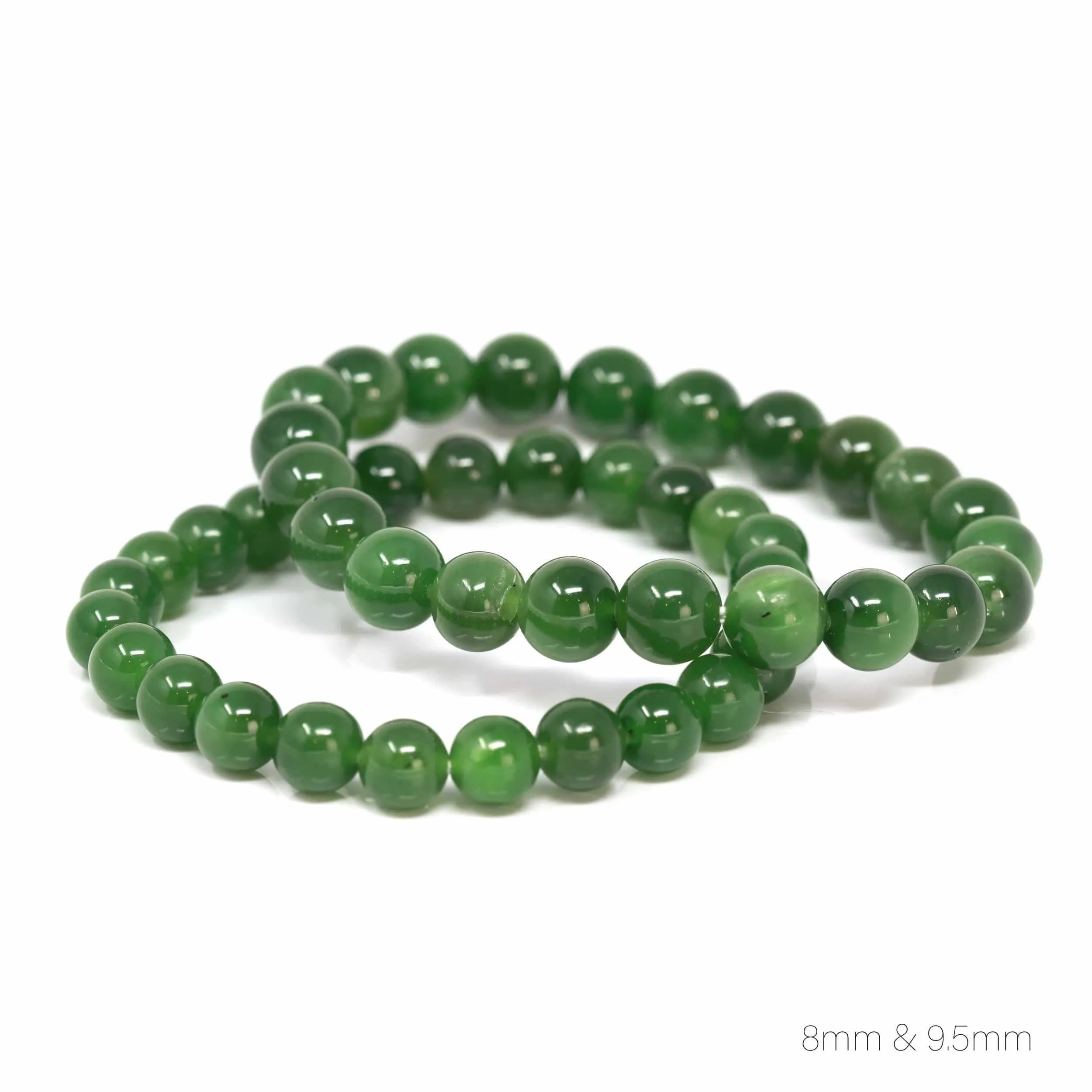 Baikalla Genuine Green Nephrite Jade Round Beads Bracelet ( 8mm )