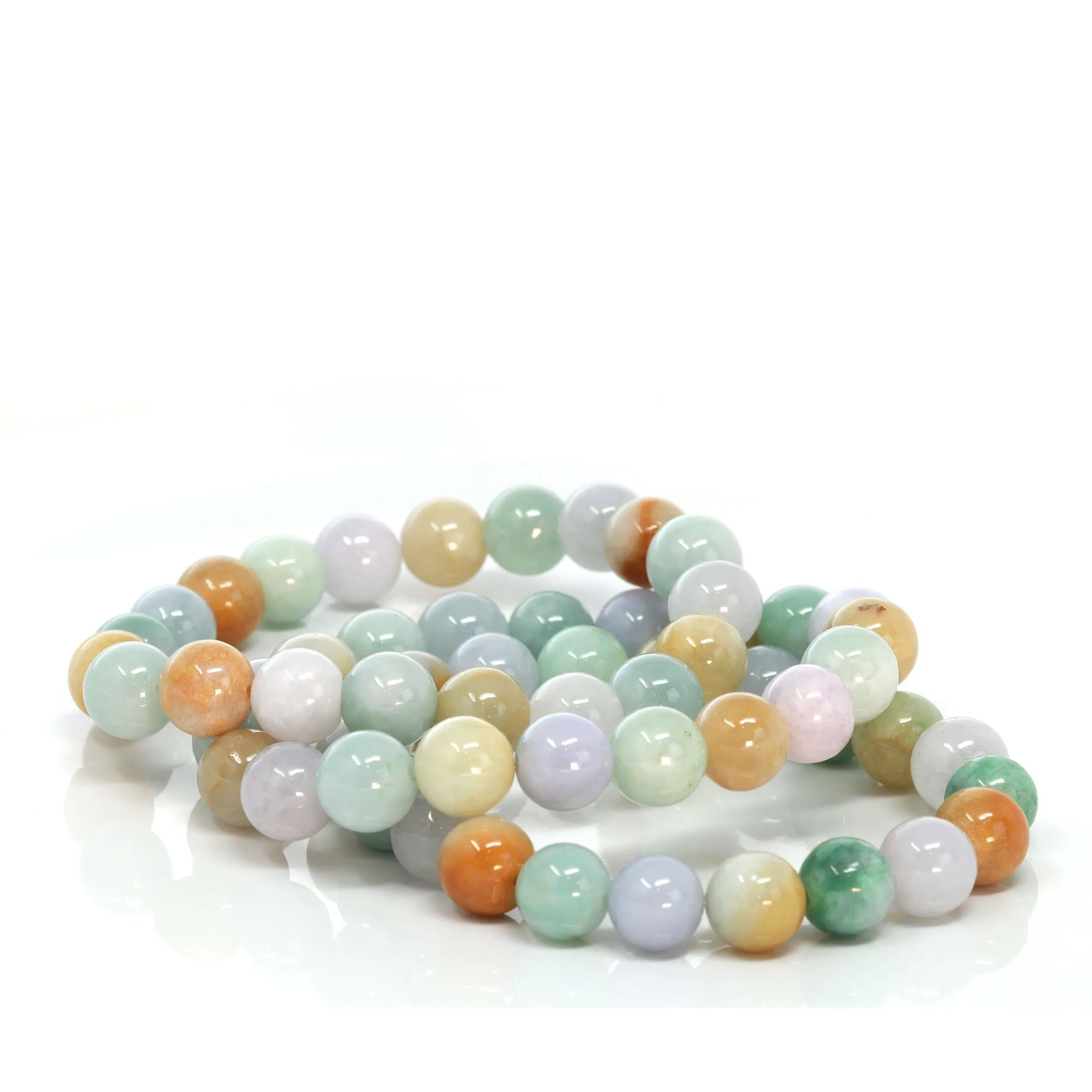 Baikalla Genuine Jadeite Jade Round Beads Bracelet ( 9.5 mm )