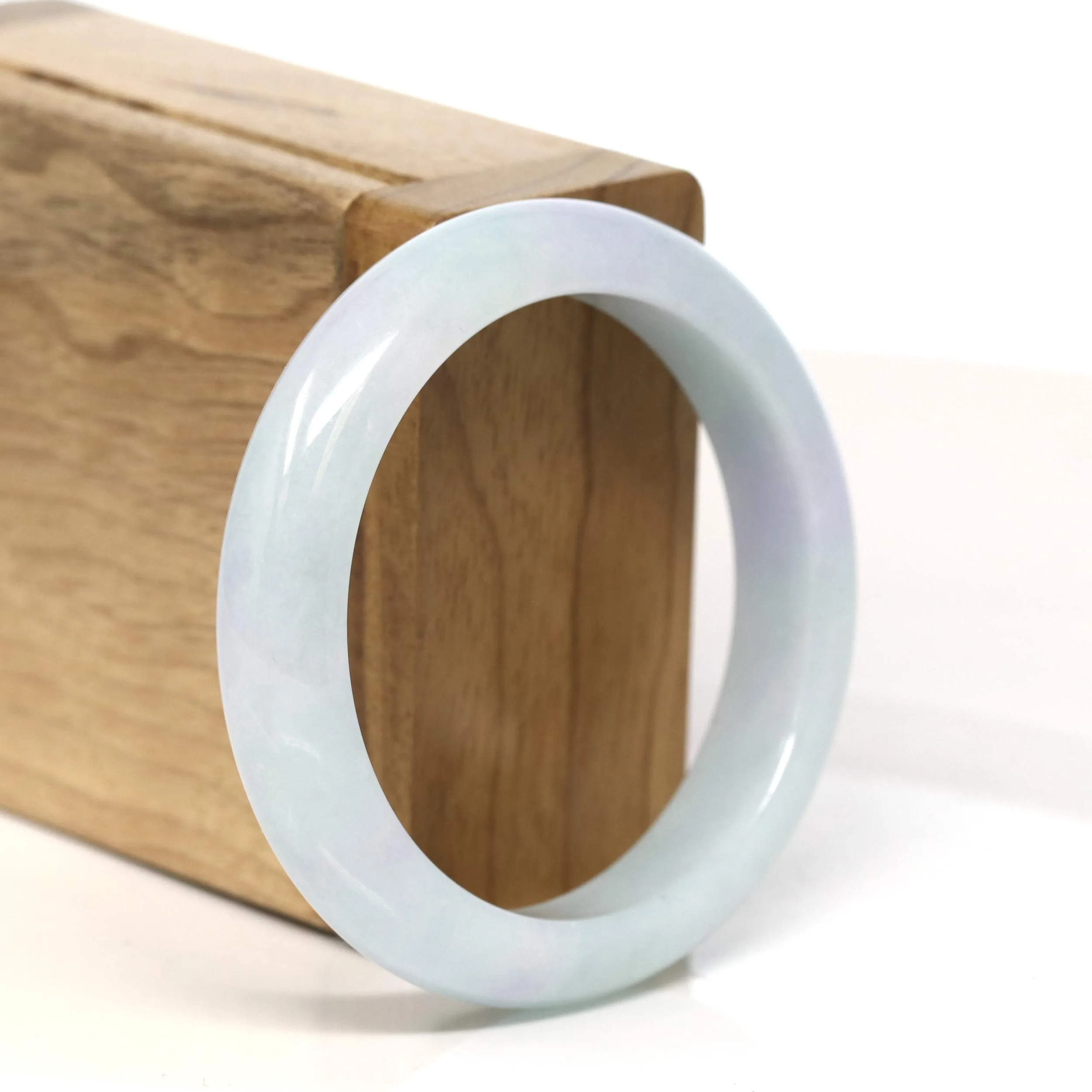 Baikalla "Half Round" Lavender Green Jadeite Jade Bangle Bracelet (53.5 mm) #T422