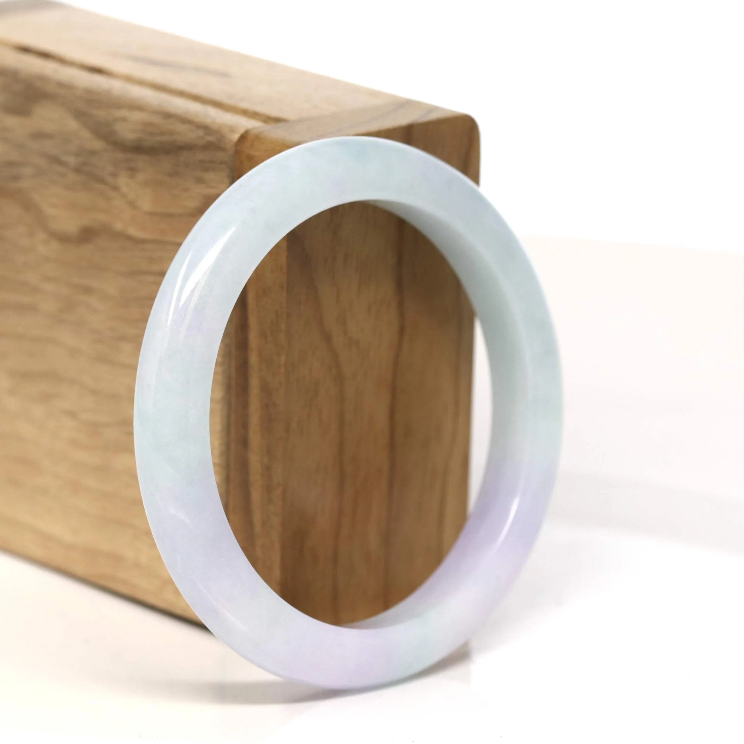 Baikalla "Half Round" Light Green Lavender Jadeite Jade Bangle Bracelet (53.6 mm) #T451