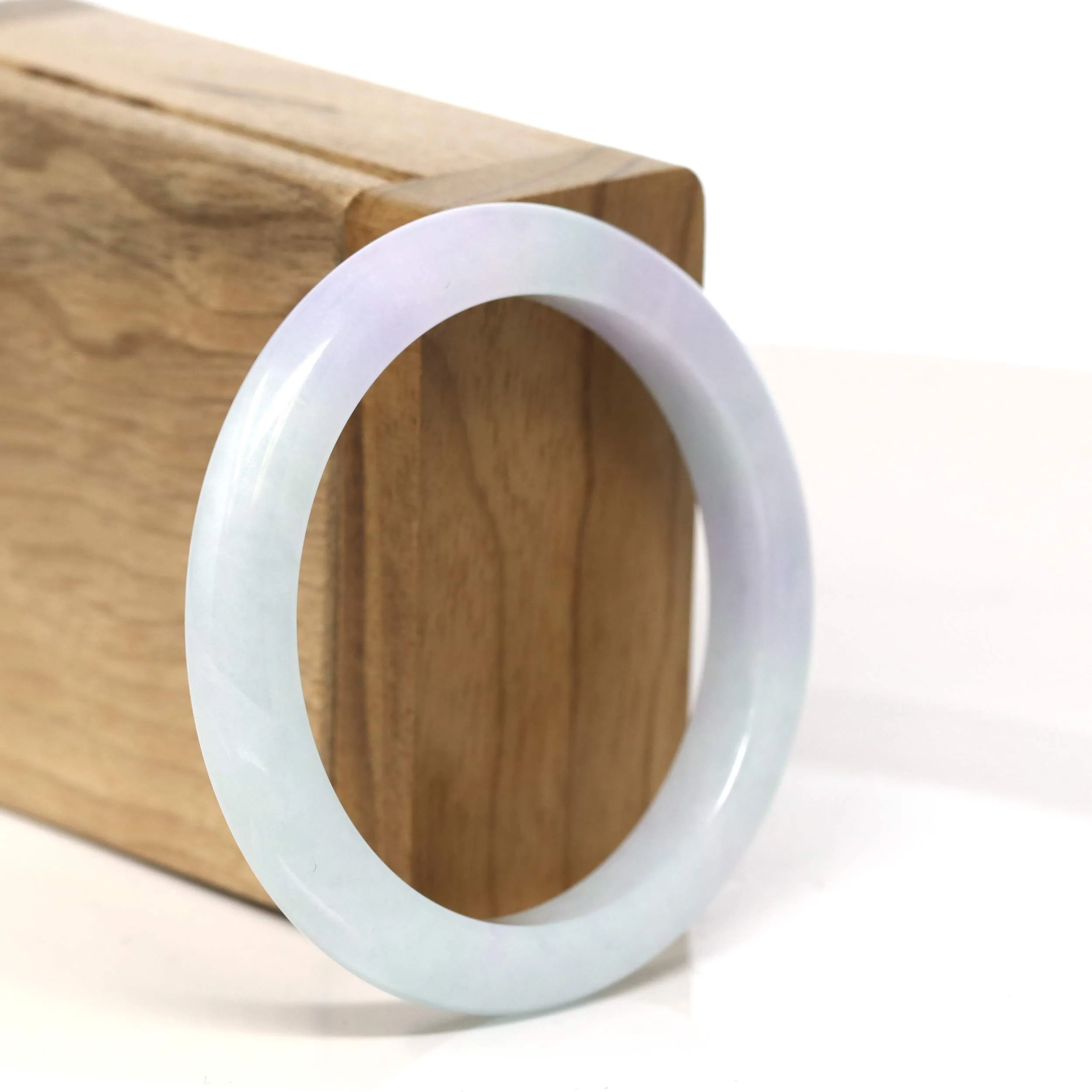 Baikalla "Half Round" Light Green Lavender Jadeite Jade Bangle Bracelet (53.6 mm) #T451