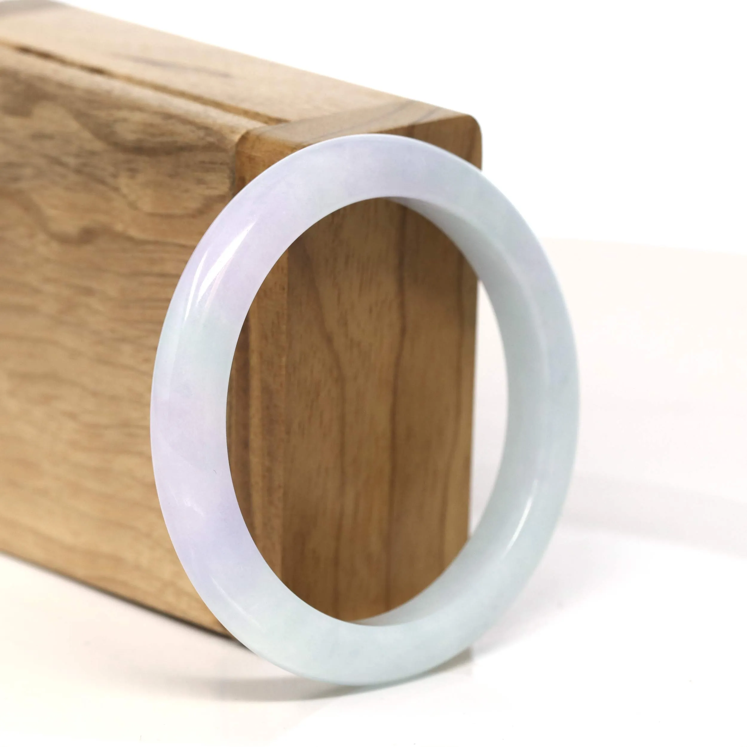 Baikalla "Half Round" Light Green Lavender Jadeite Jade Bangle Bracelet (53.6 mm) #T451