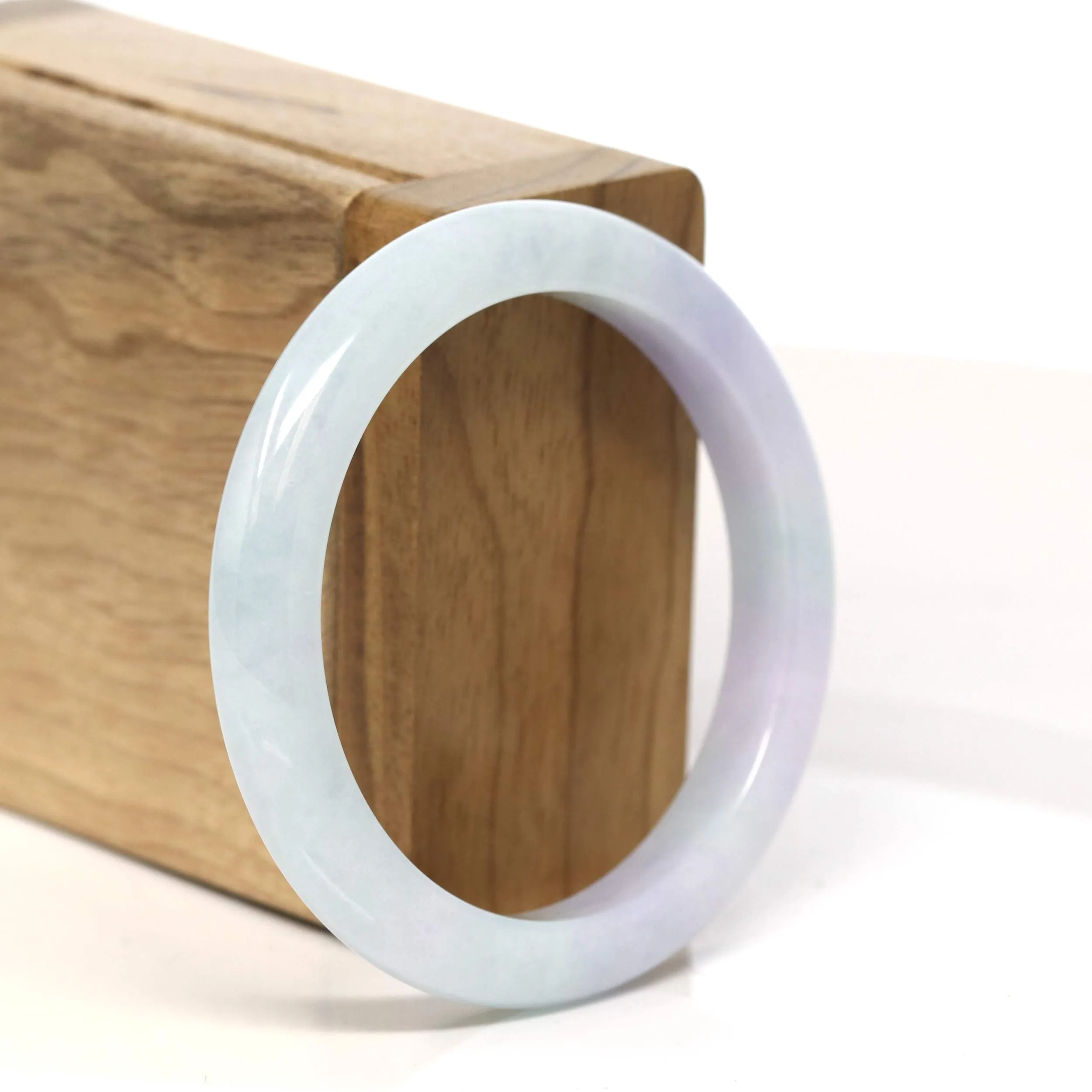 Baikalla "Half Round" Light Green Lavender Jadeite Jade Bangle Bracelet (53.6 mm) #T451