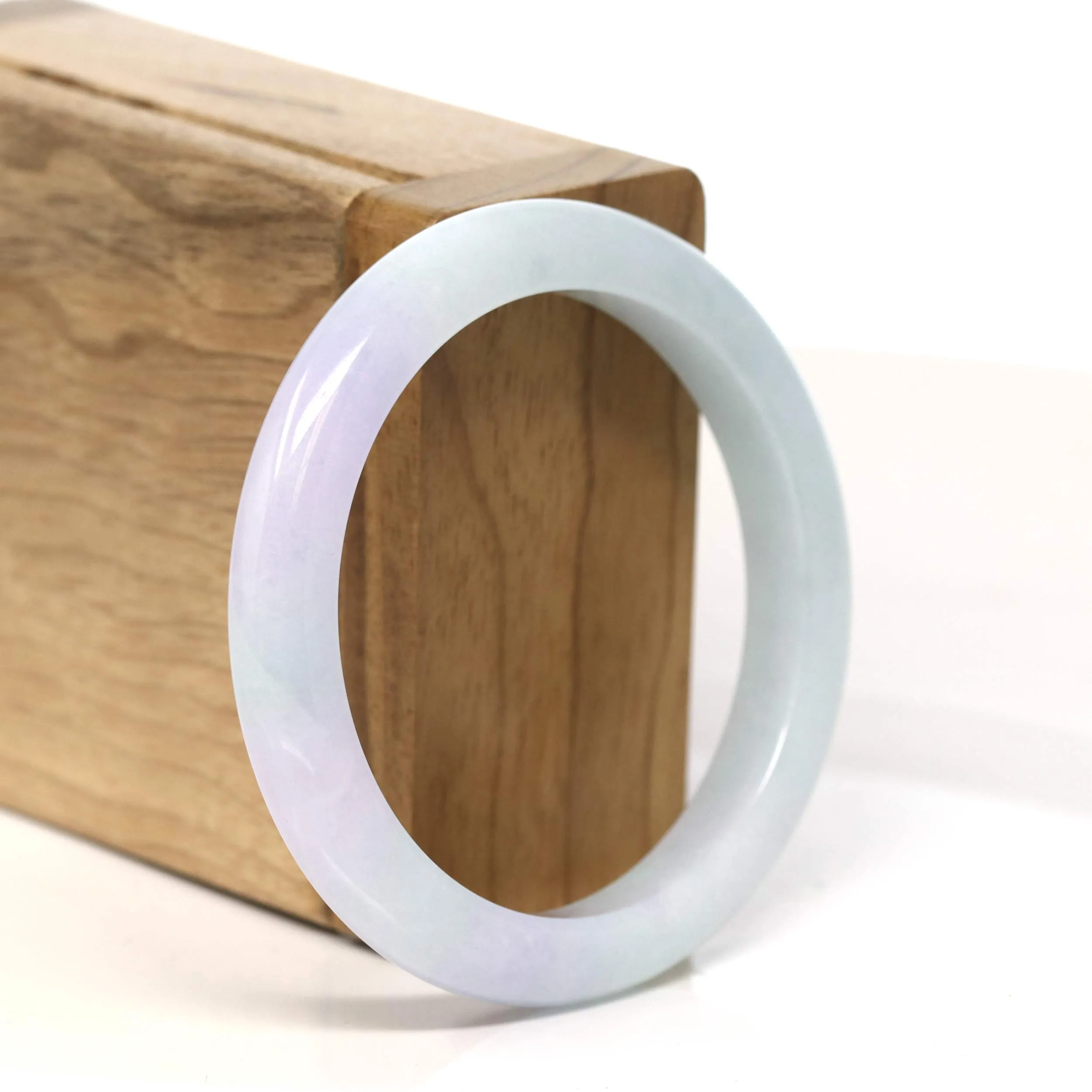 Baikalla "Half Round" Light Green Lavender Jadeite Jade Bangle Bracelet (53.6 mm) #T451