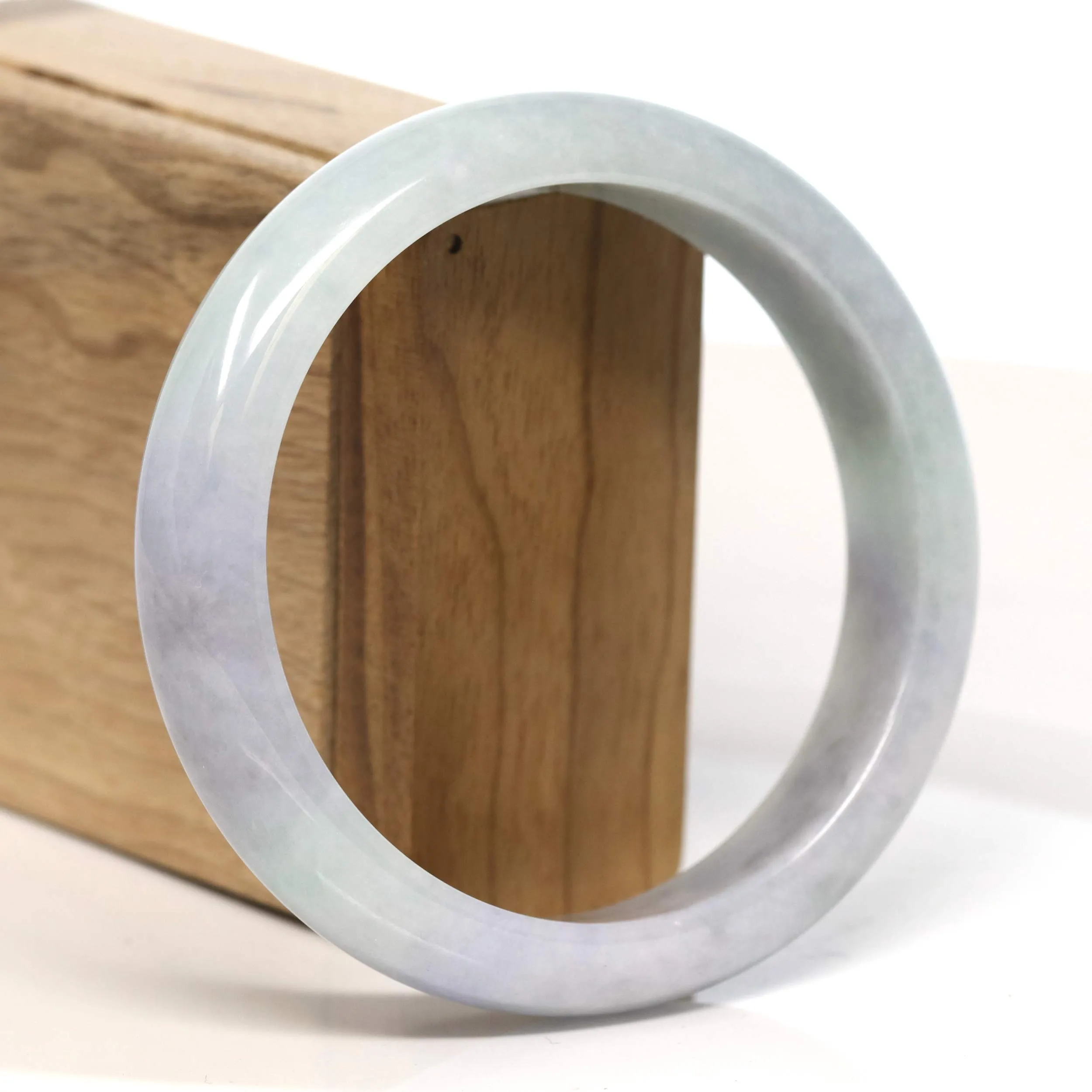 Baikalla "Half Round" Light Green Lavender Jadeite Jade Bangle Bracelet (62.7 mm) #T463
