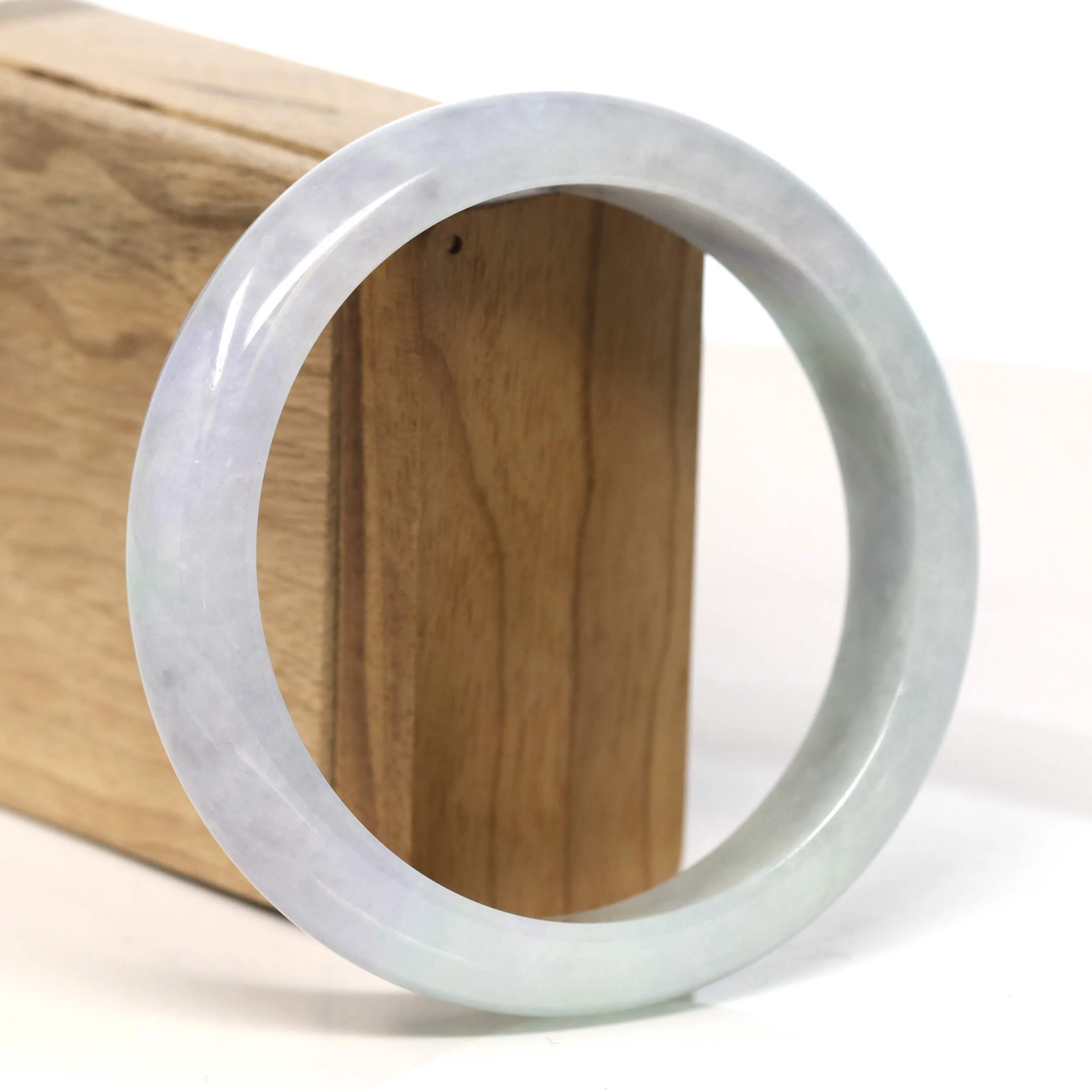 Baikalla "Half Round" Light Green Lavender Jadeite Jade Bangle Bracelet (62.7 mm) #T463