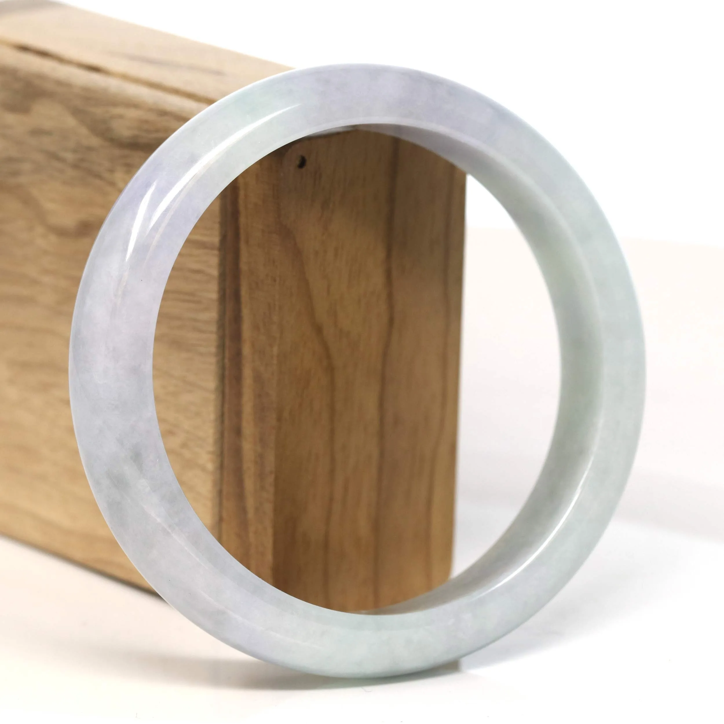 Baikalla "Half Round" Light Green Lavender Jadeite Jade Bangle Bracelet (62.7 mm) #T463