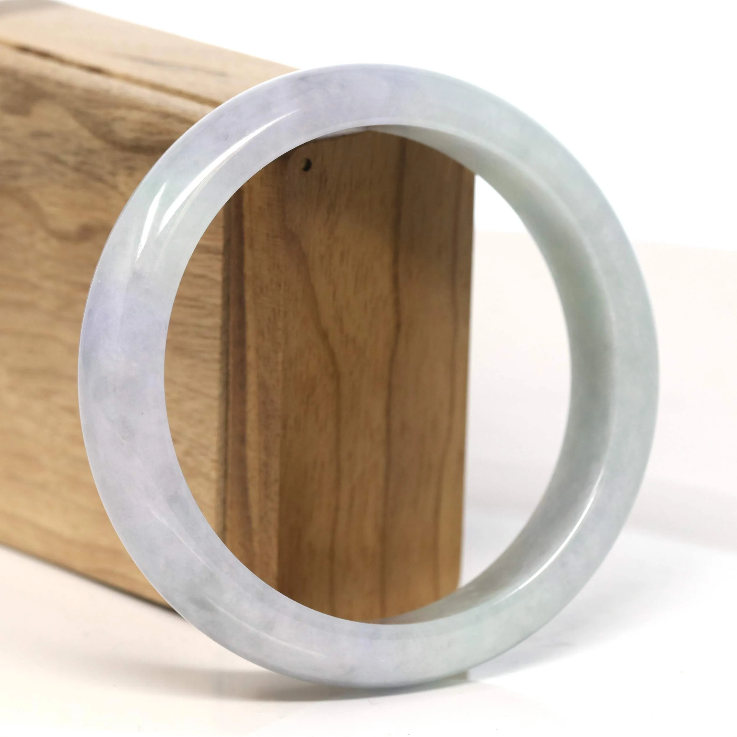 Baikalla "Half Round" Light Green Lavender Jadeite Jade Bangle Bracelet (62.7 mm) #T463