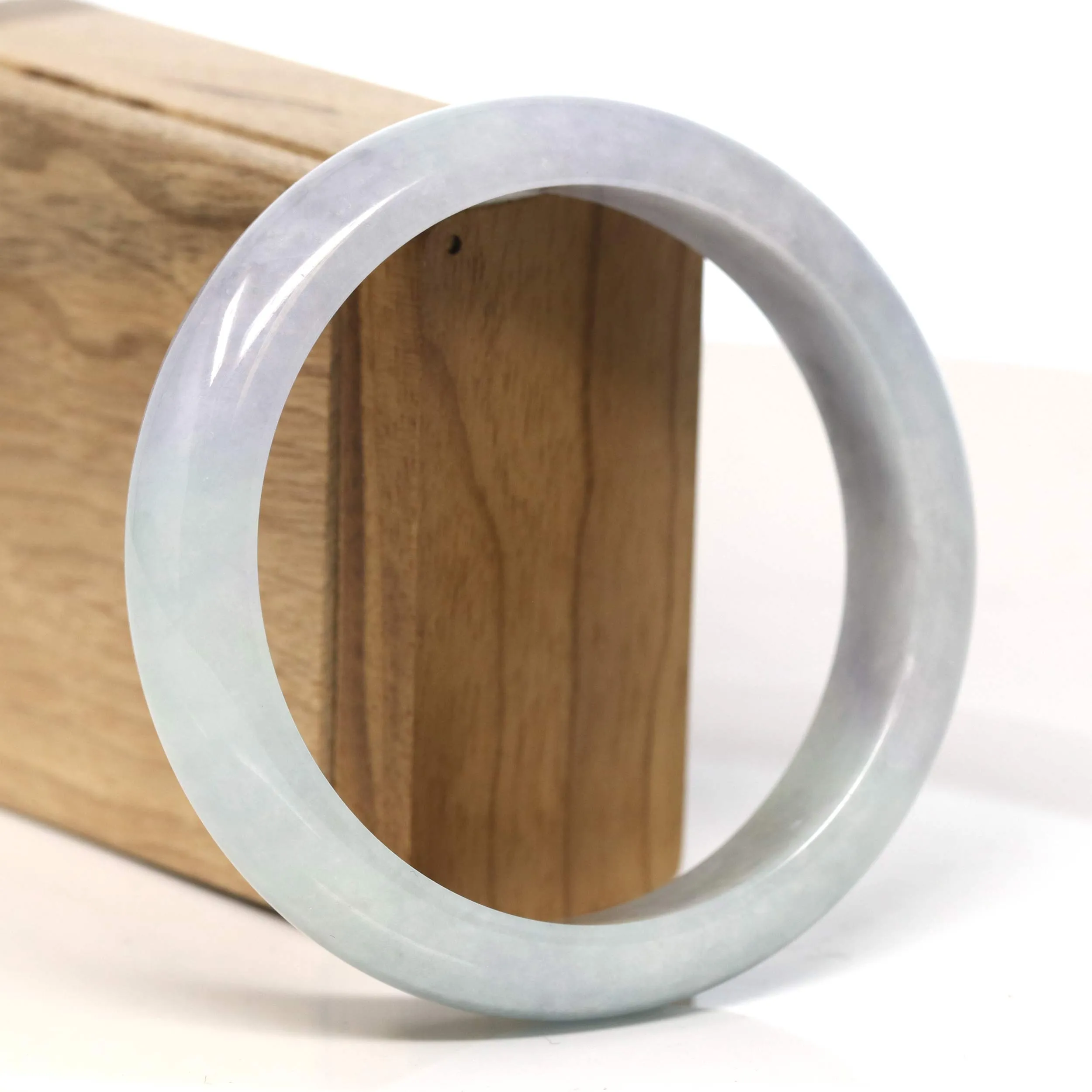 Baikalla "Half Round" Light Green Lavender Jadeite Jade Bangle Bracelet (62.7 mm) #T463