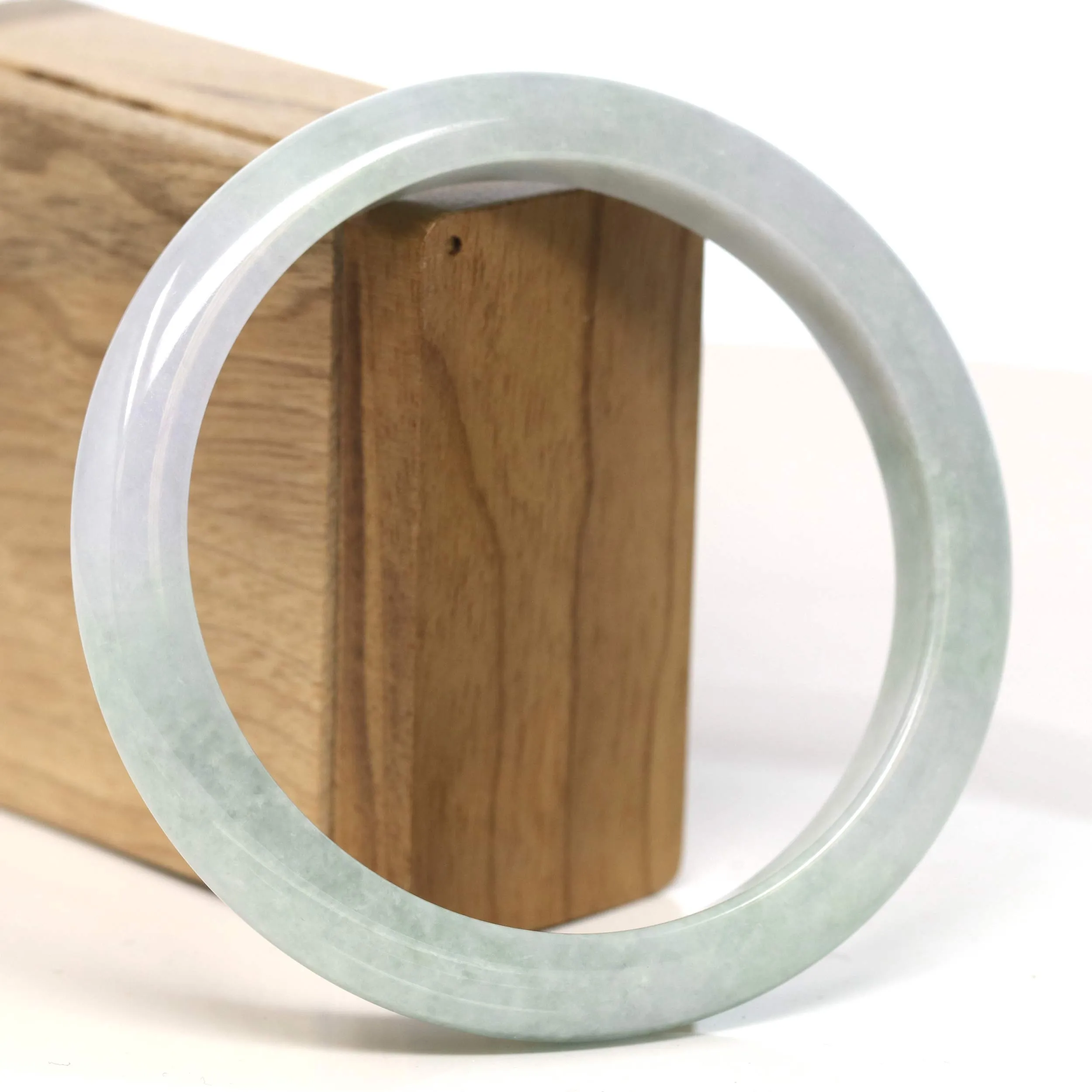 Baikalla "Half Round" Light Green Lavender Jadeite Jade Bangle Bracelet (66.3 mm) #T421