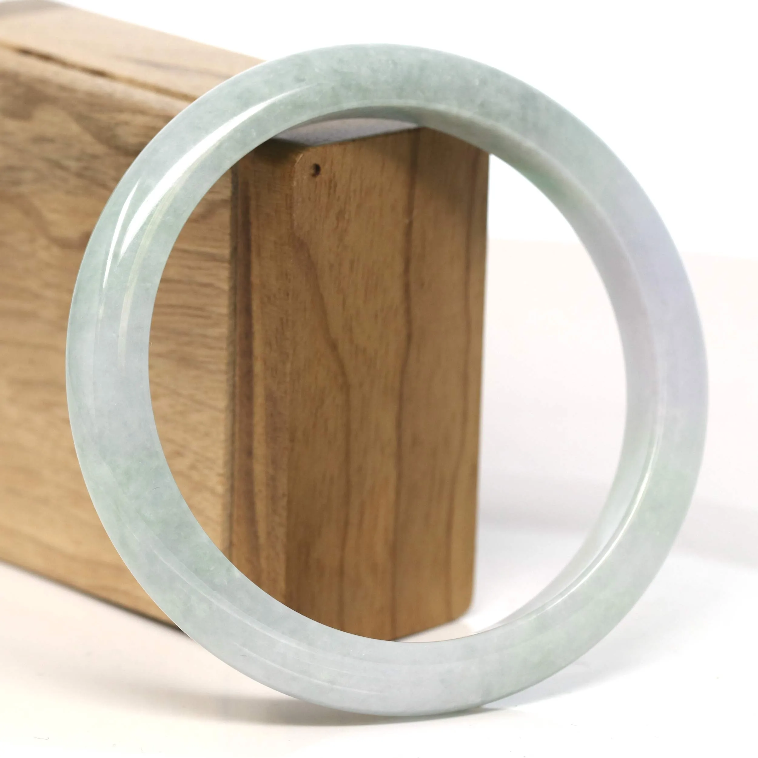 Baikalla "Half Round" Light Green Lavender Jadeite Jade Bangle Bracelet (66.3 mm) #T421