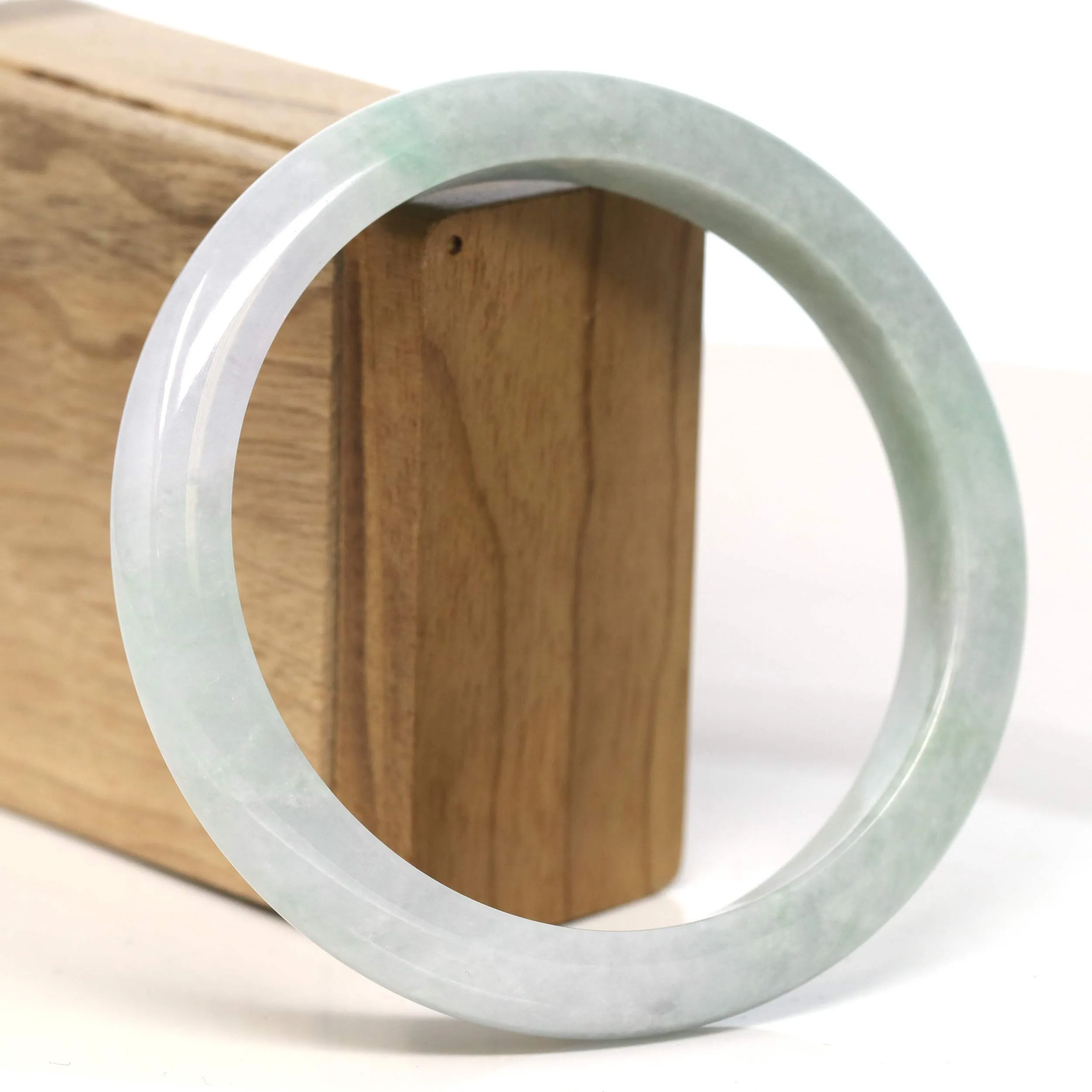 Baikalla "Half Round" Light Green Lavender Jadeite Jade Bangle Bracelet (66.3 mm) #T421