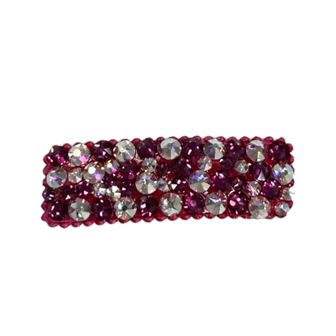 Bari Lynn All Over Swarovski Crystal Snap Clip - AB / Fuchsia