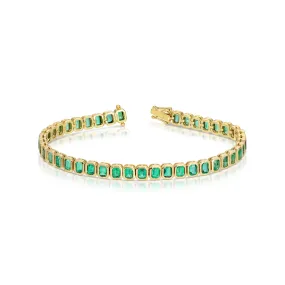 BEZELED EMERALD CUT EMERALD BRACELET