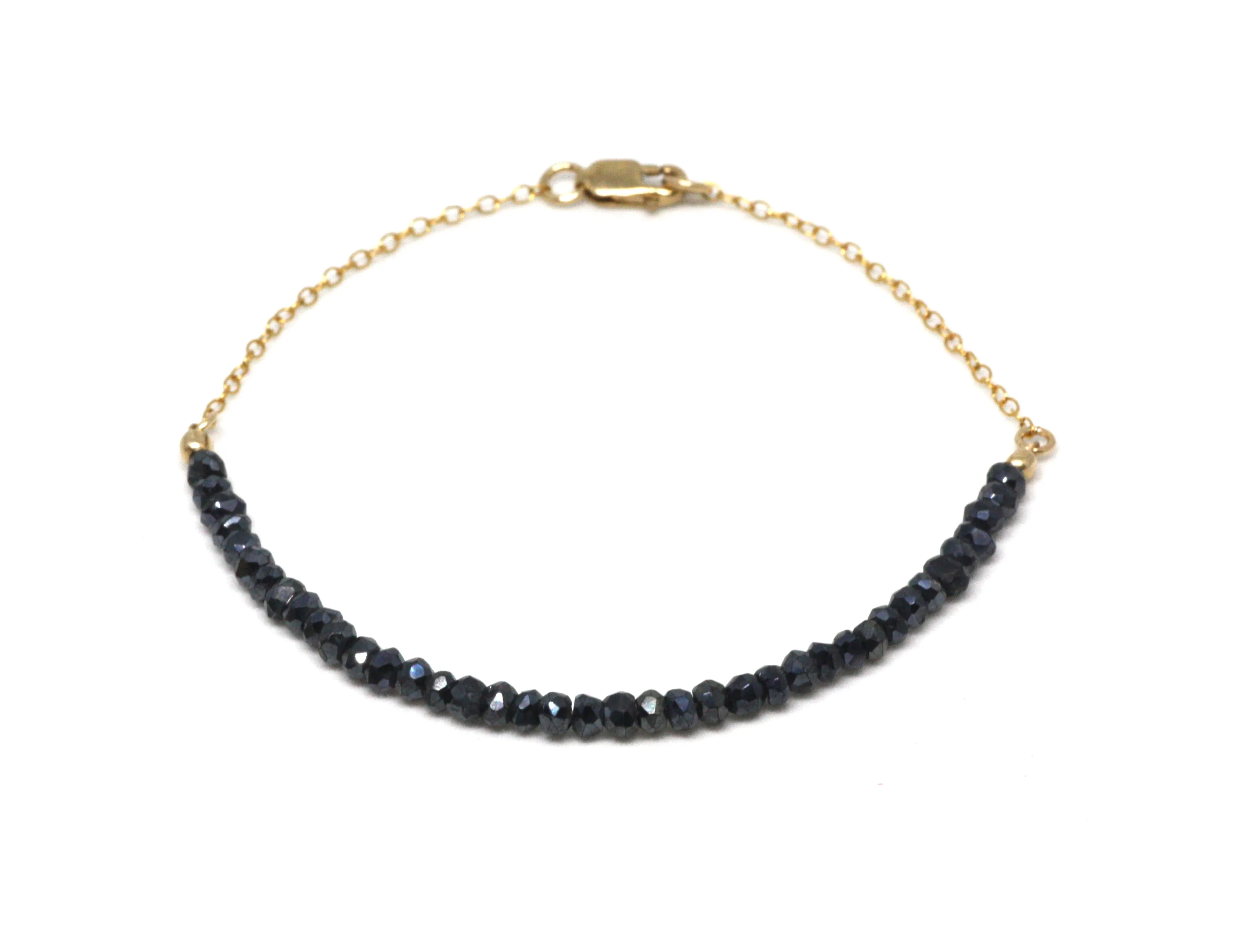 Black Spinel Gemstone Half Bar Bracelet