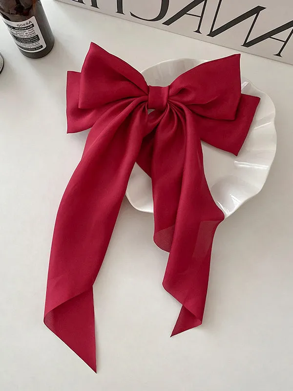 Bowknot Pleated Solid Color Hair Accessories French Barrette