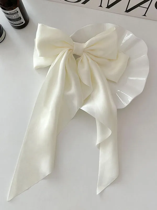 Bowknot Pleated Solid Color Hair Accessories French Barrette