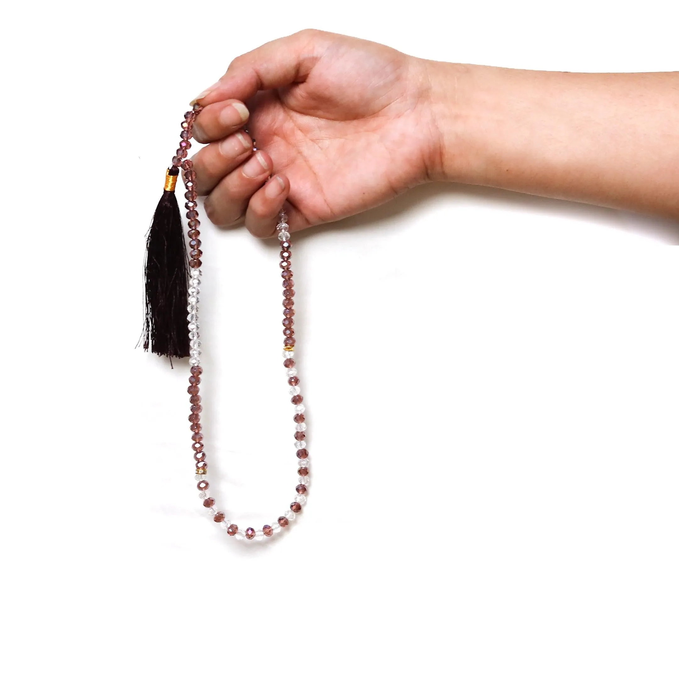 Brown and White Crystals Tasbih