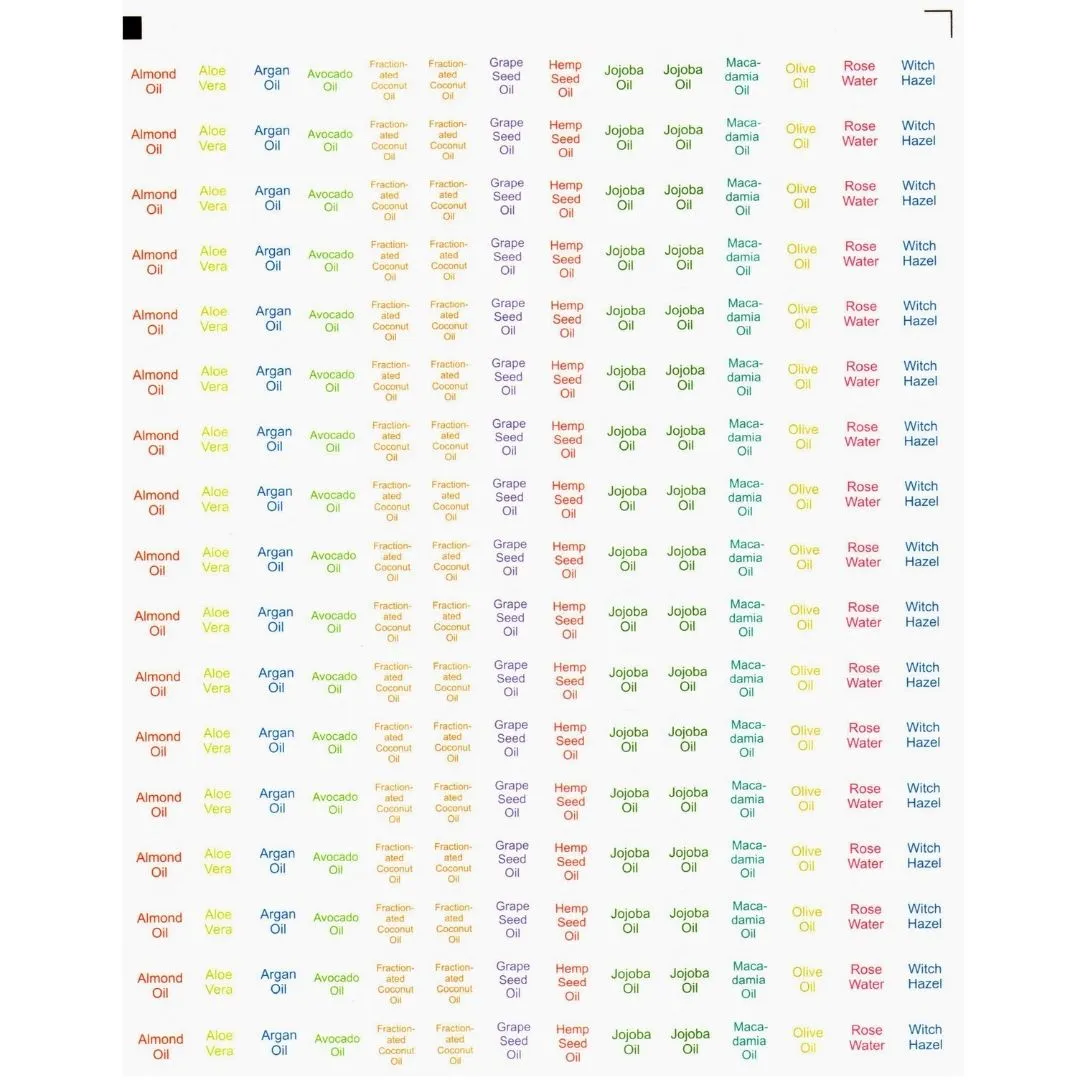 Carrier Oil Label Sheet