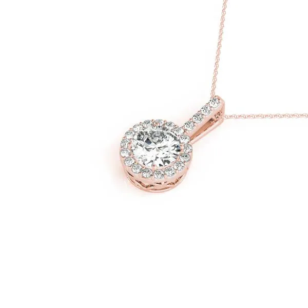 Catalina Lab Grown Diamond Halo Pendant & Chain (1 ct TDW)