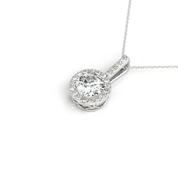Catalina Lab Grown Diamond Halo Pendant & Chain (1 ct TDW)