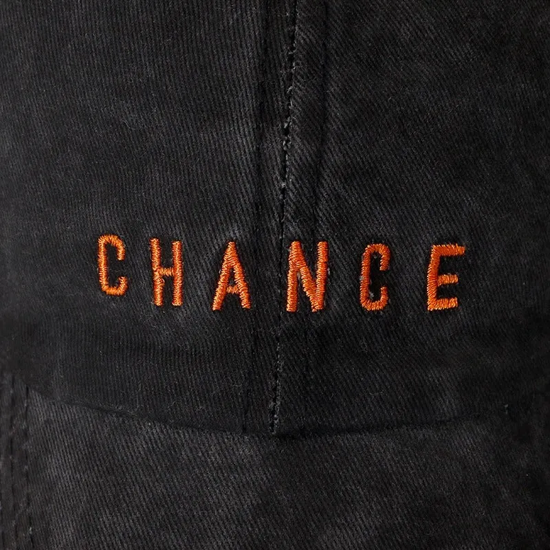 CHANCE Letter Embroidered Washed Cotton Baseball Adjustable Snapback Cap