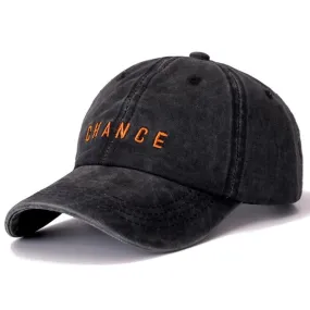 CHANCE Letter Embroidered Washed Cotton Baseball Adjustable Snapback Cap