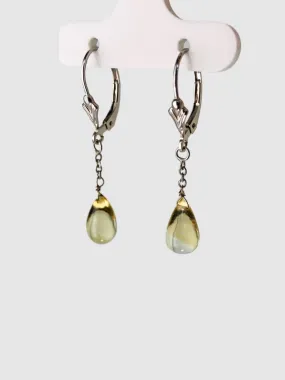 Citrine Single Stone Drop Earrings in 14KW - EAR-226-1DRPGM14W-CIT