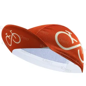 Classic Orange Bicycle Patter Polyester Cycling Caps Essential Equipment Bike Hats For Outdoor Road Quick Dry Breathable