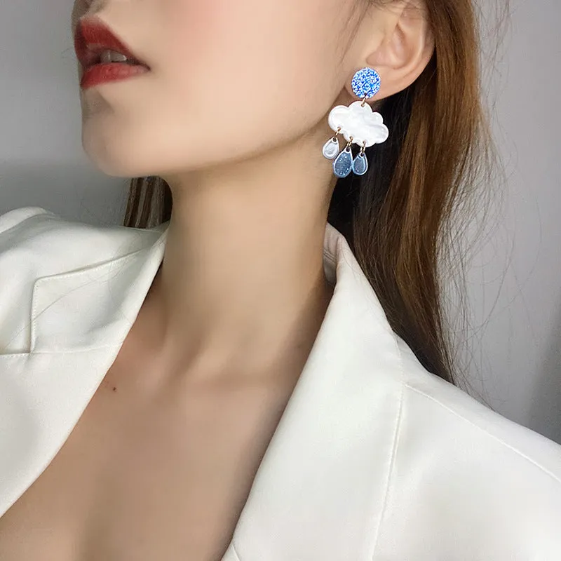 Cloud Raindrop Acrylic Earrings Korean Temperament