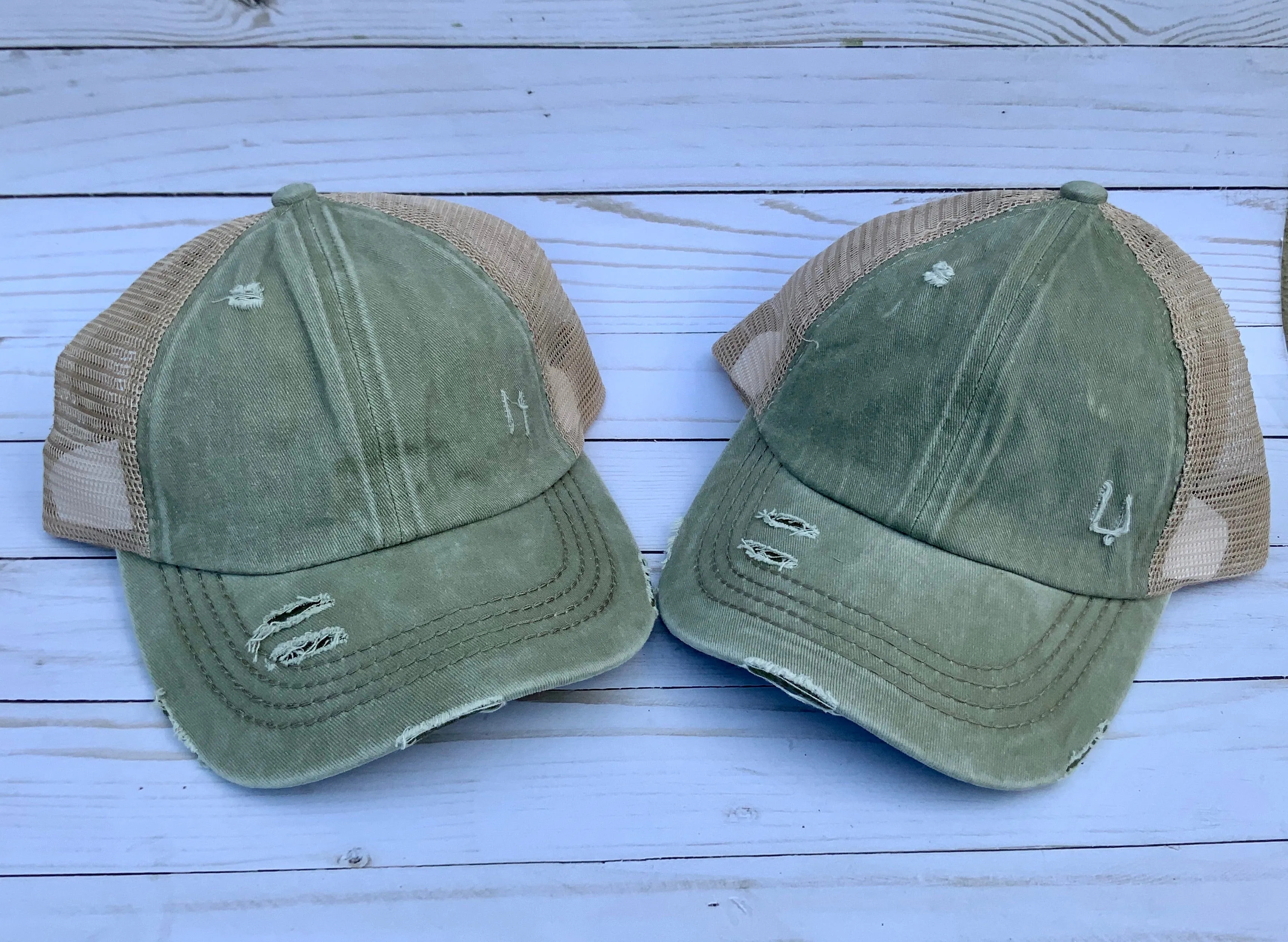 Criss Cross Distressed Pony Tail Caps (Authentic CC Brand)