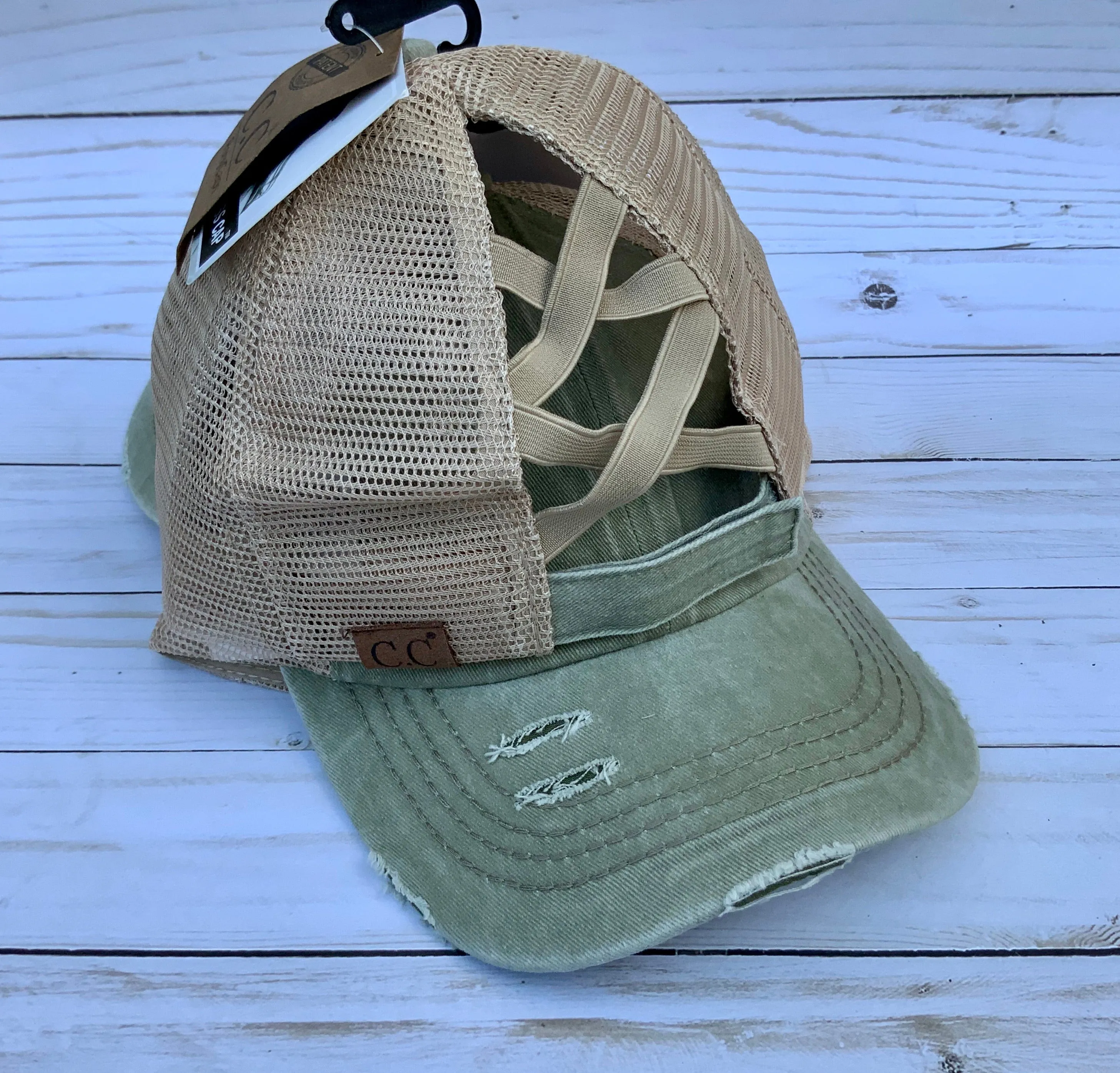 Criss Cross Distressed Pony Tail Caps (Authentic CC Brand)