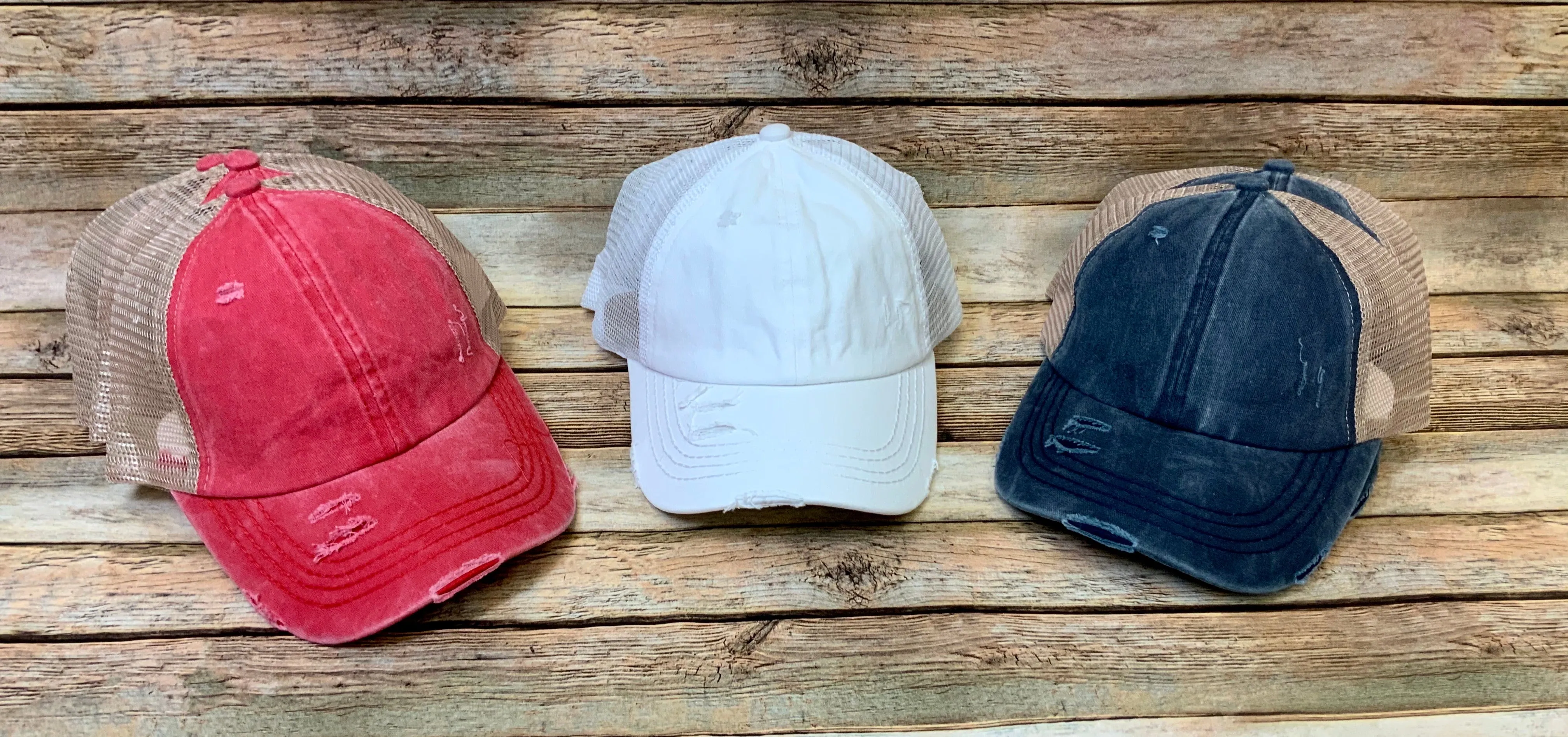 Criss Cross Distressed Pony Tail Caps (Authentic CC Brand)