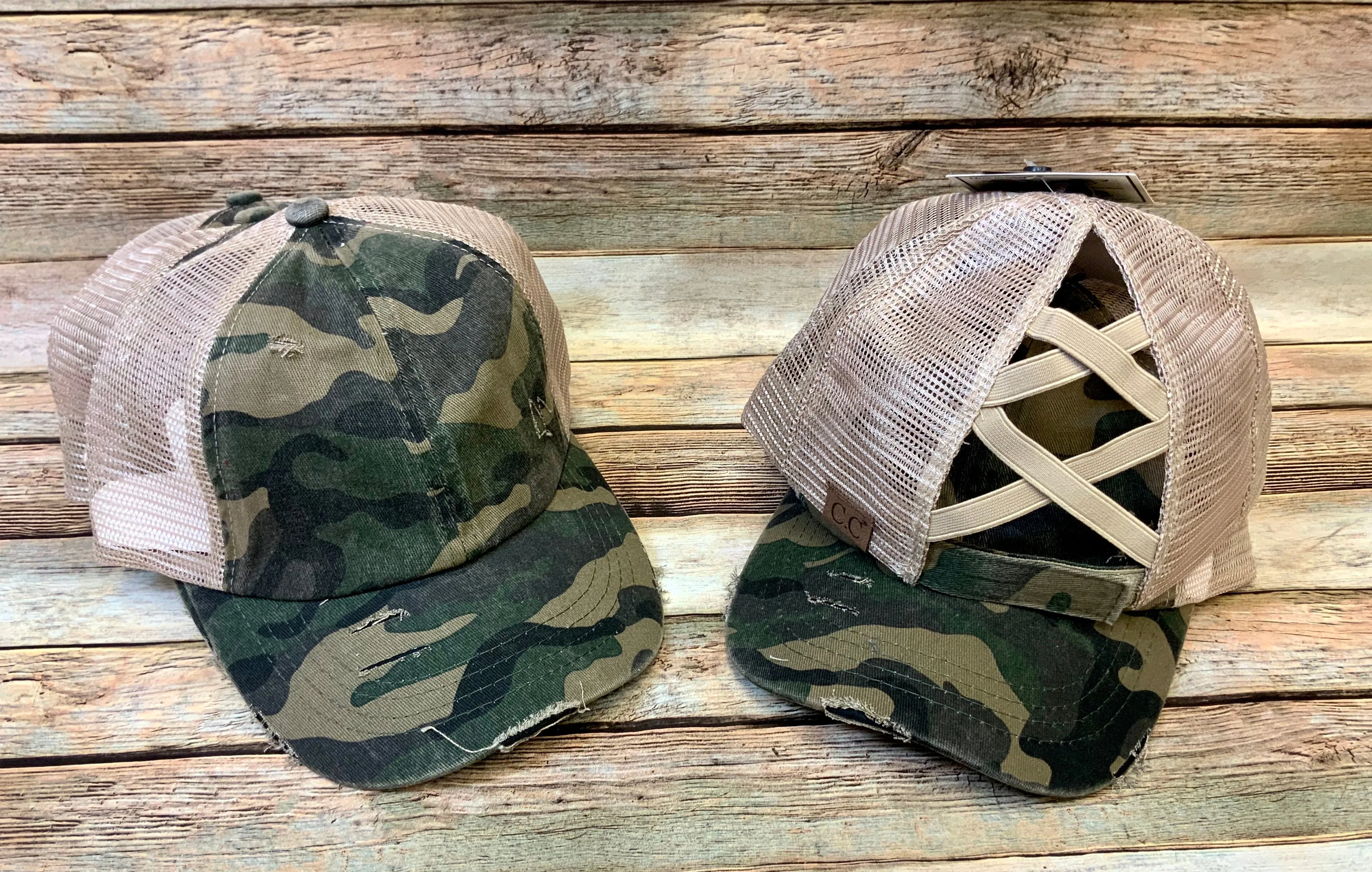 Criss Cross Distressed Pony Tail Caps (Authentic CC Brand)