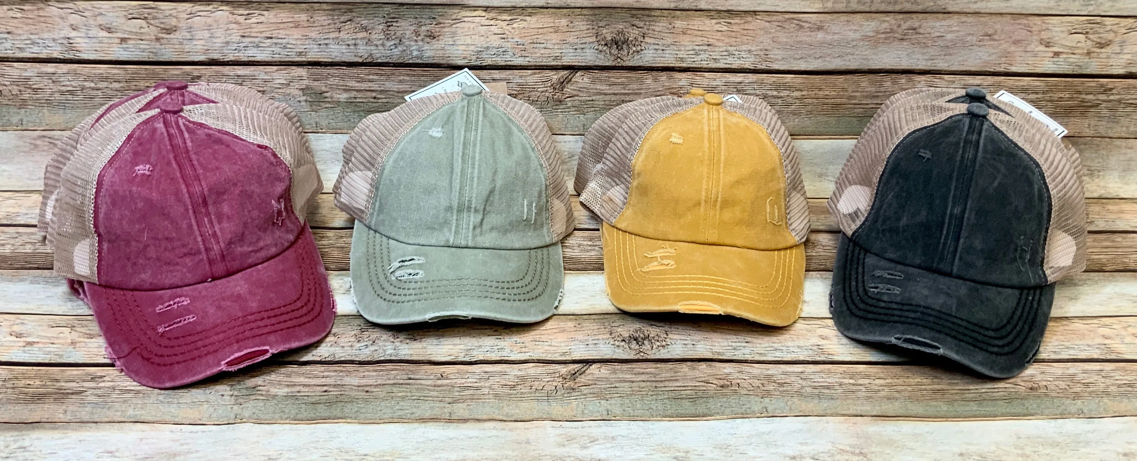Criss Cross Distressed Pony Tail Caps (Authentic CC Brand)